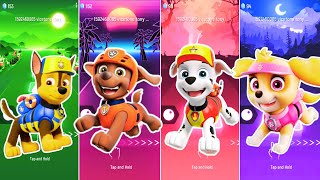 Paw Patrol Mighty Pups CHASE🆚ZUMA🆚 SKYE🆚MARSHALL at Tiles Hop EDM Rush SEA Episode. Who Will Win? 🎉🎶
