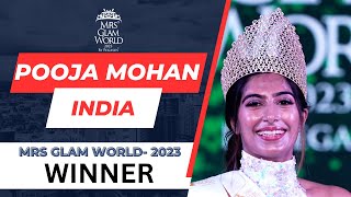 Pooja Mohan Winner Mrs Glam World -2023 Pegasus Ut World