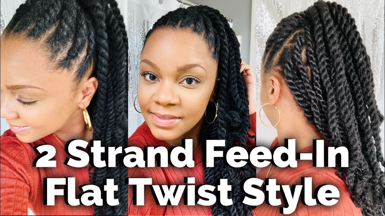 Feed-in Flat Twists Style w/ Marley Hair Extensions - YouTube