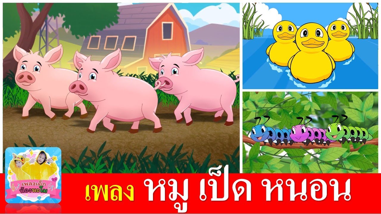 เพลงเด็กอนุบาล หมู เป็ด หนอน | หมูอู๊ดอู๊ด | เป็ดก้าบก้าบ | หนอนต้วมเตี้ยม | เรียนรูเรื่องสัตว์