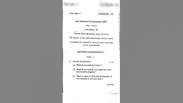 B.com(6th sem) business mathematics 2023 year exam paper
