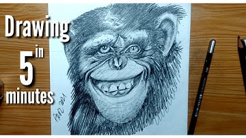 DRAWING SMILING MONKEY"TIME-LAPSE" || HOW TO DRAW MONKEY?"STEP-BY-STEP & EASY"