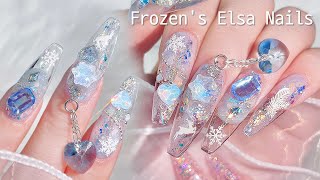 겨울왕국 엘사네일️🤍❄️ 연장 재활용하는 방법!😉 글리터네일/언박싱/셀프네일 ASMR screenshot 2