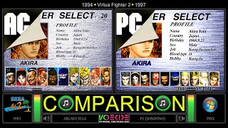 Virtua Fighter 2 (Arcade vs PC) Side by Side Comparison - Dual Longplay