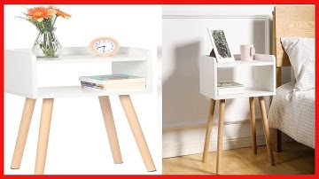 exilot Nightstand Mid-Century Modern Bedside Table with Solid Wood Legs Minimalist