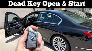 2016 - 2022 BMW 7 Series - How to Unlock, Open & Start 740i With Dead Remote Key Fob Battery