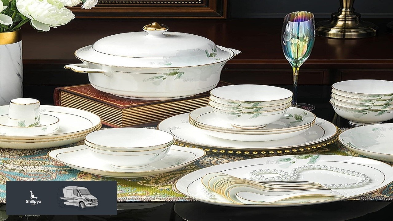 Bone China Dinner Set Porcelain White Dinnerware Kitchen Dinning Round Tableware