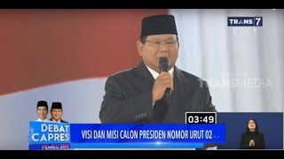 VISI DAN MISI PRABOWO | DEBAT CAPRES KE-4