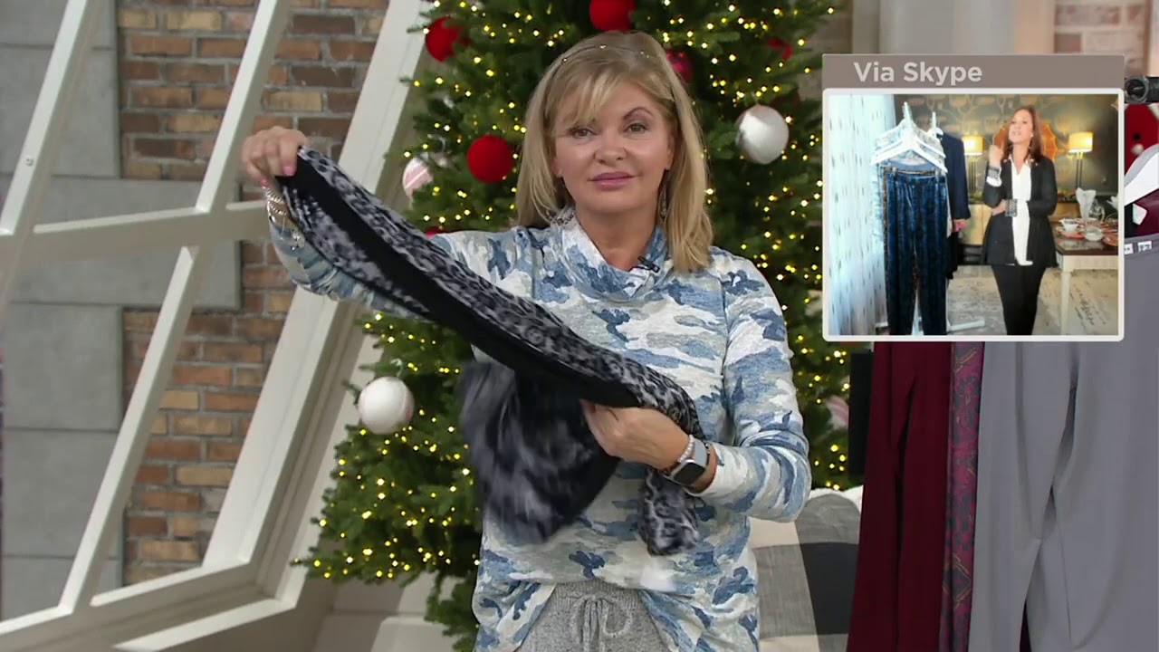 Susan Graver Liquid Knit Tunic with Printed Velvet Scarf on QVC