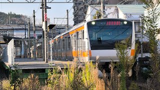 E233系 H57編成(サロE233-1・サロE232-1) 中央線直通快速東京行が東青梅踏切を通過するシーン