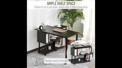 Homcom L-Shaped Computer Corner Desk and Rotating Shelf Combo for Home Office - Oak