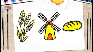 Three drawings of how bread grows!