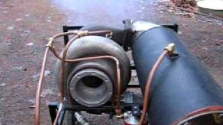 homemade st-50 jet engine test #2 on liquid fuel (diesel).AVI