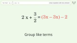 Solve 5x+6/4=3x-2: Linear Equation Video Solution | Tiger Algebra