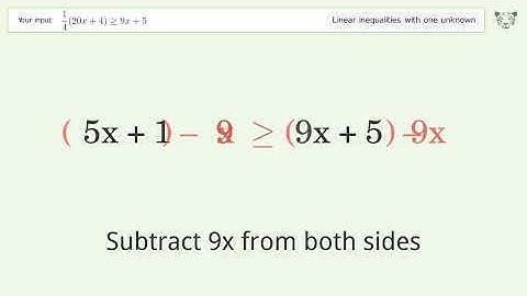 Solving Linear Inequalities: 1/4(20x+4) is Greater Than or Equal to 9x+5