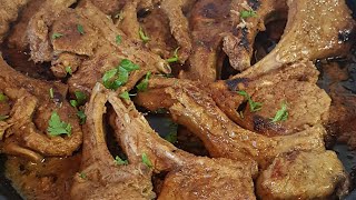 تتبيلة الريش الغنم اللذيذة طرية جدا وكتير طيبة...مع طبق بطاطا الأعشاب وسبانخ بالكريمة..lamb chops