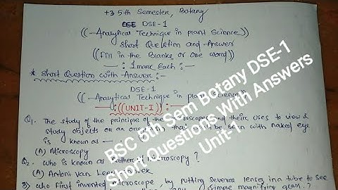 BSC Botany 5th Sem DSE-1 Short Questions With Answers || Unit-1 || New Model CBCS Syllabus