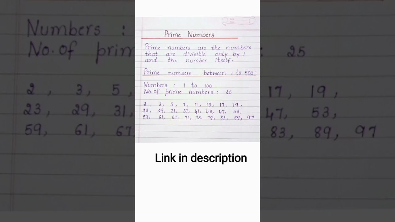 Prime Numbers Definition Between 1 To 500