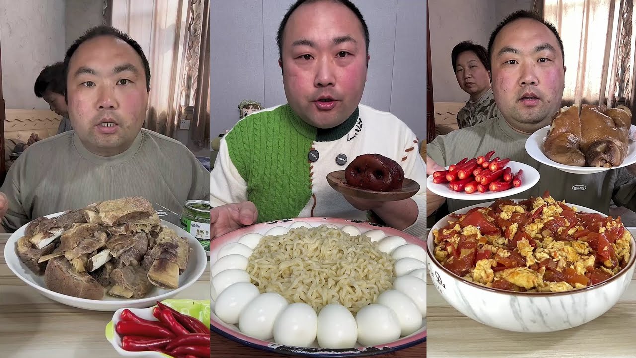 Yummy 416 Eat Chicken 🍗🍗, Meat ,Noodles Pepper ..#eatingshow #eatingshow #mukbang