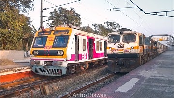 Dangerous speedy express train meets modern ICF EMU local train at Balagarh