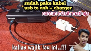 sudah pake kabel usb usb + adaptor namun stb belum juga nyala....