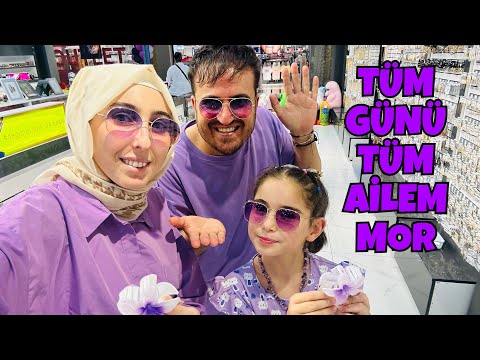 TÜM GÜNÜ TÜM AİLEM MOR RENK CHALLENGE !! HER ŞEY MOR OLSUN !!