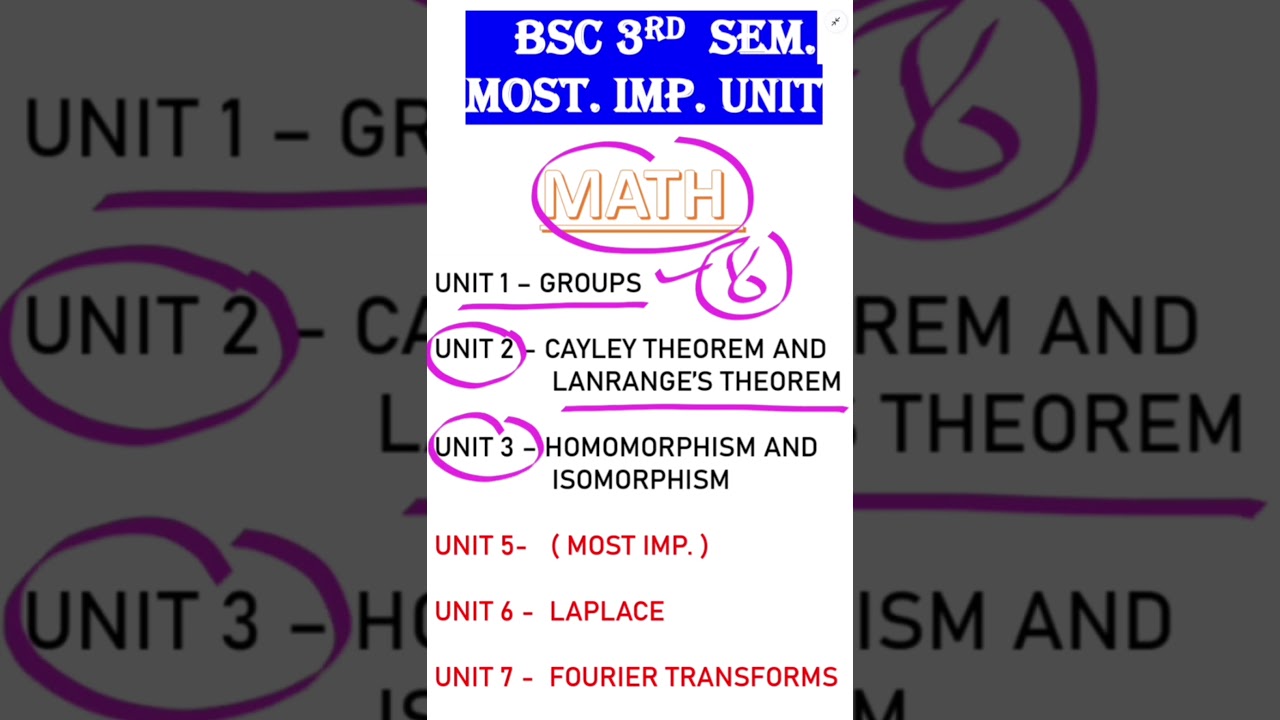 BSc 3rd Semester Math Syllabus | BSc Math | BSc 3rd Sem Math Important Topic 