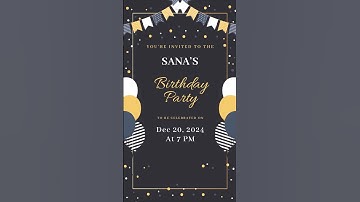Vector Theme Birthday Invitation Template | Digital Invitation Video Card