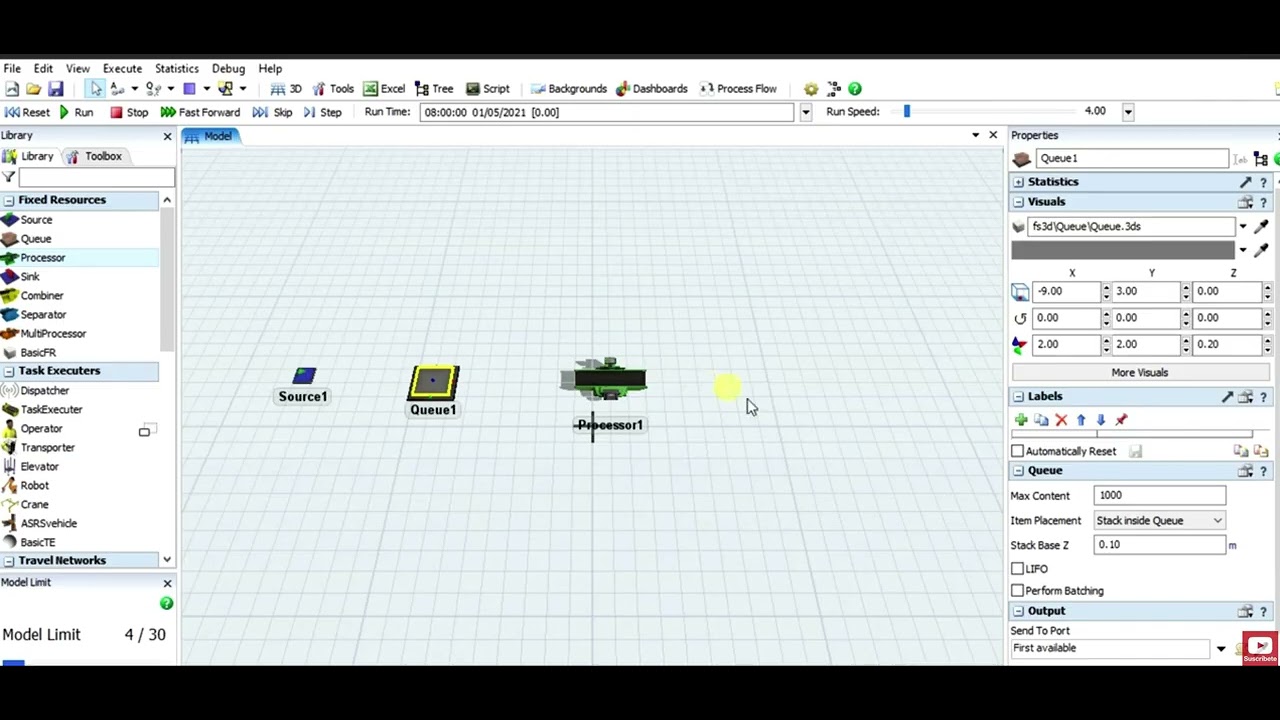 FLEXSIM 1, COMO CONECTAR FIXED RESOURCES - YouTube