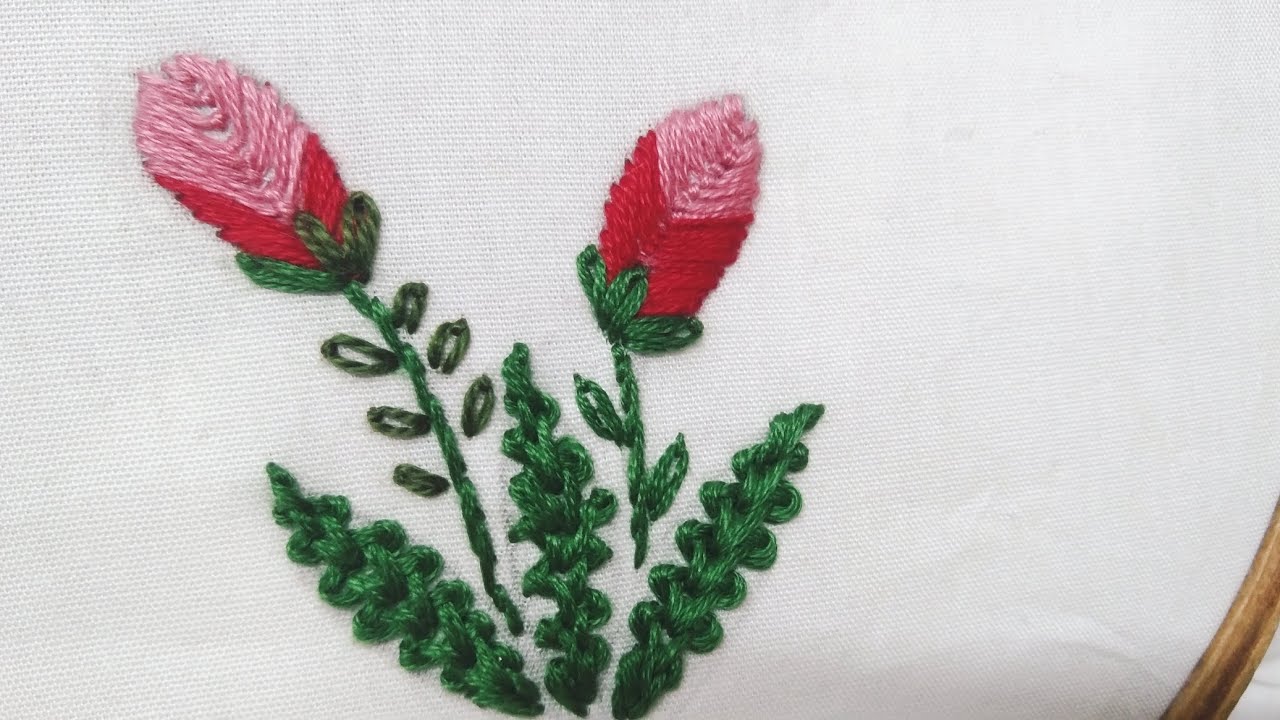 Easy Flower Bud and Leaf Embroidery 