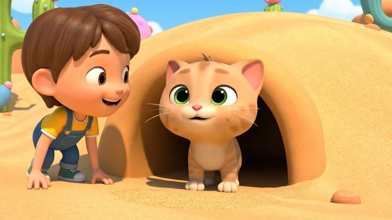 The Curious Sand Cat Found a Tunnel | Nursery Rhymes for Kids & Baby Songs