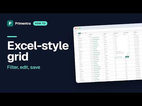 The Primentra data grid — filter, edit and save master data