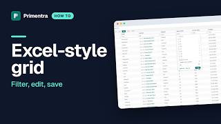 The Primentra data grid — filter, edit and save master data