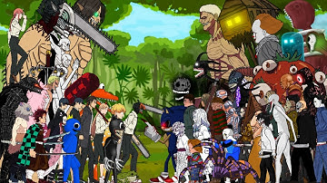Chainsaw Man, Katana Man, Berserker VS House Head, Rainbow Friends - Drawing Cartoon2.