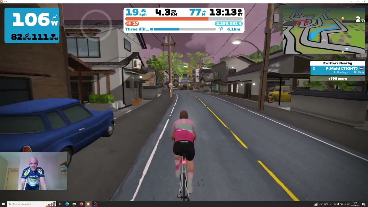 Zwift Badge hunting Three Village Loop route in Makuri Island (only 4 left)