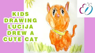 Childrens drawing - Lucija 5 year old - Drawing a CUTE CAT - Easy Drawings