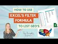 Filter Formula in Excel – Listing groups or categories (Location series)