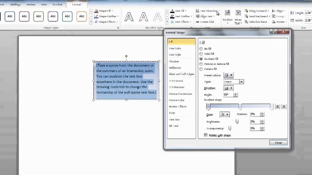 Word gradient fill: Xem hình về Word gradient fill để tăng sự phong phú cho bài viết của bạn với màu sắc dịu nhẹ và chuyển đổi màu sắc đẹp mắt.