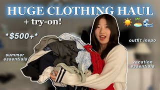 HUGE CLOTHING HAUL + TRYON | american eagle, aerie, brandy melville, hollister, pacsun, target, etc