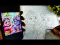 Baby radha krishna playing holi drawing outline radhakrishna drawing holi holi drawing tutorial