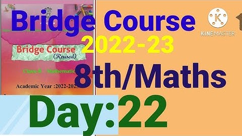8th||Mathematics||Bridge Course||2022-23 ||Day:22nd||English & SemiEnglish||Maths, Class 8,Day:22
