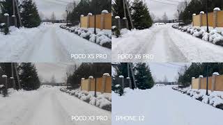 Сравнение камеры POCO X6 PRO c X5 PRO c X3 PRO vs IPHONE 12