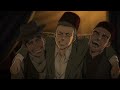 Eren and friends party  at refugee camp  attack on titan season 4 episode 28  best anime ever