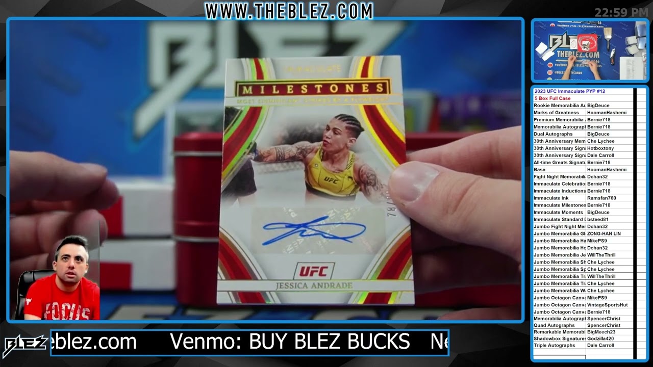 2023 Panini UFC Immaculate 5 Box Full Case Break #12 Pick Your Parallel