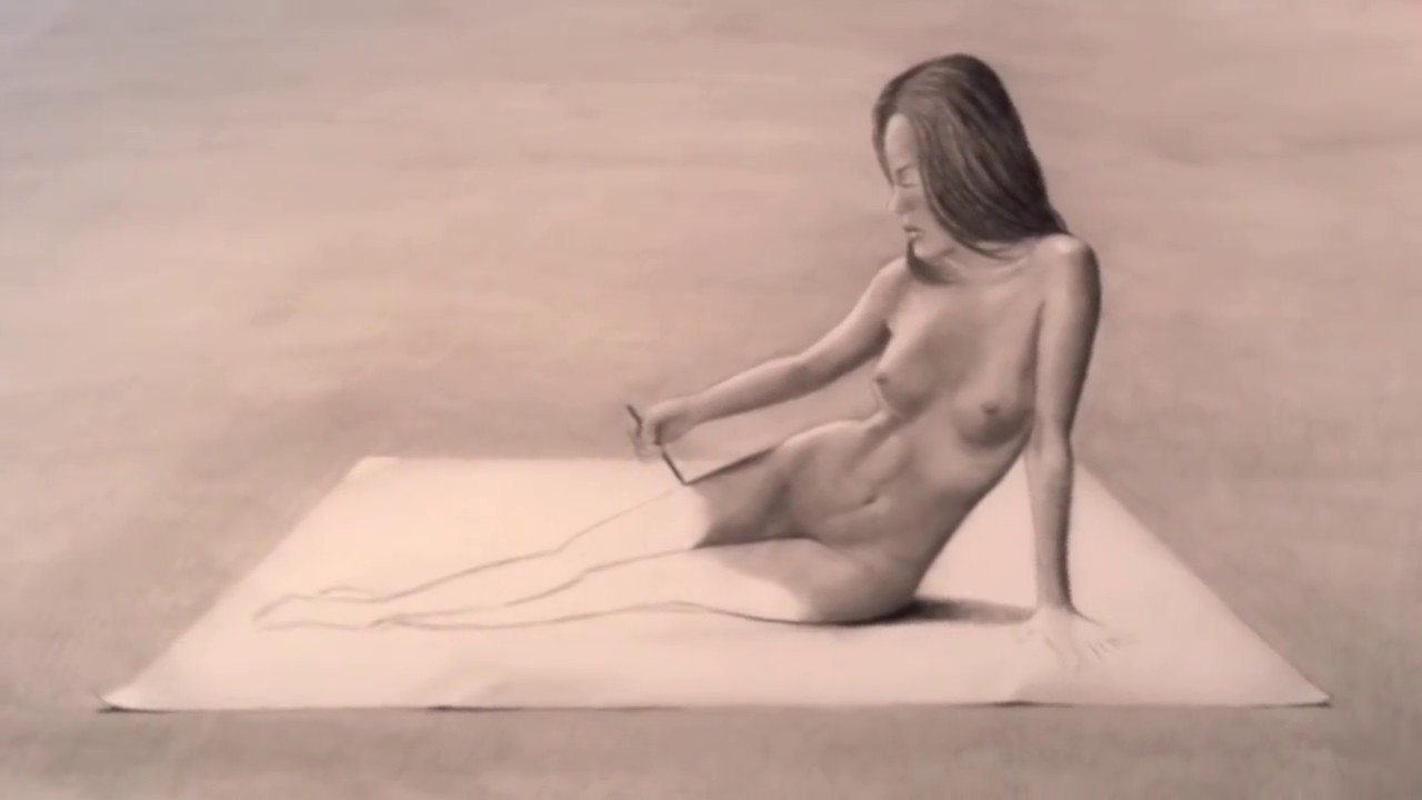 Pencil 3D Illusion - Self Creation Female Figure Drawing