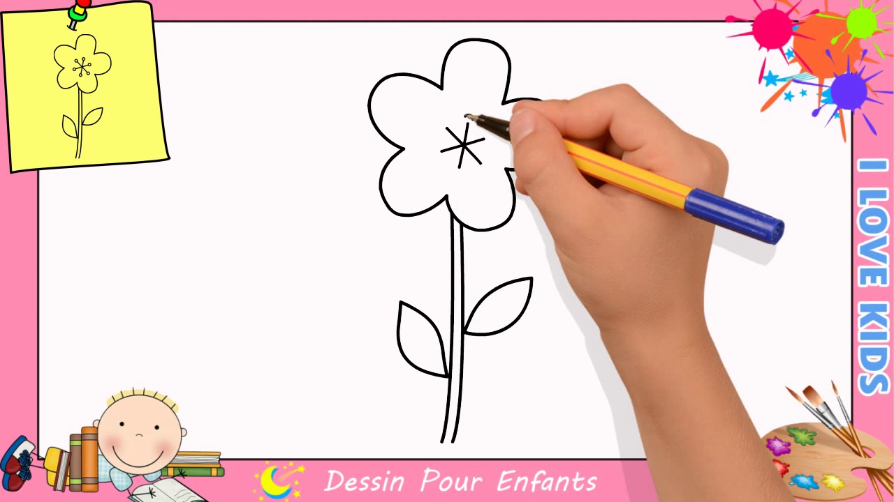 Comment dessiner une fleur FACILEMENT etape par etape pour ENFANTS 12