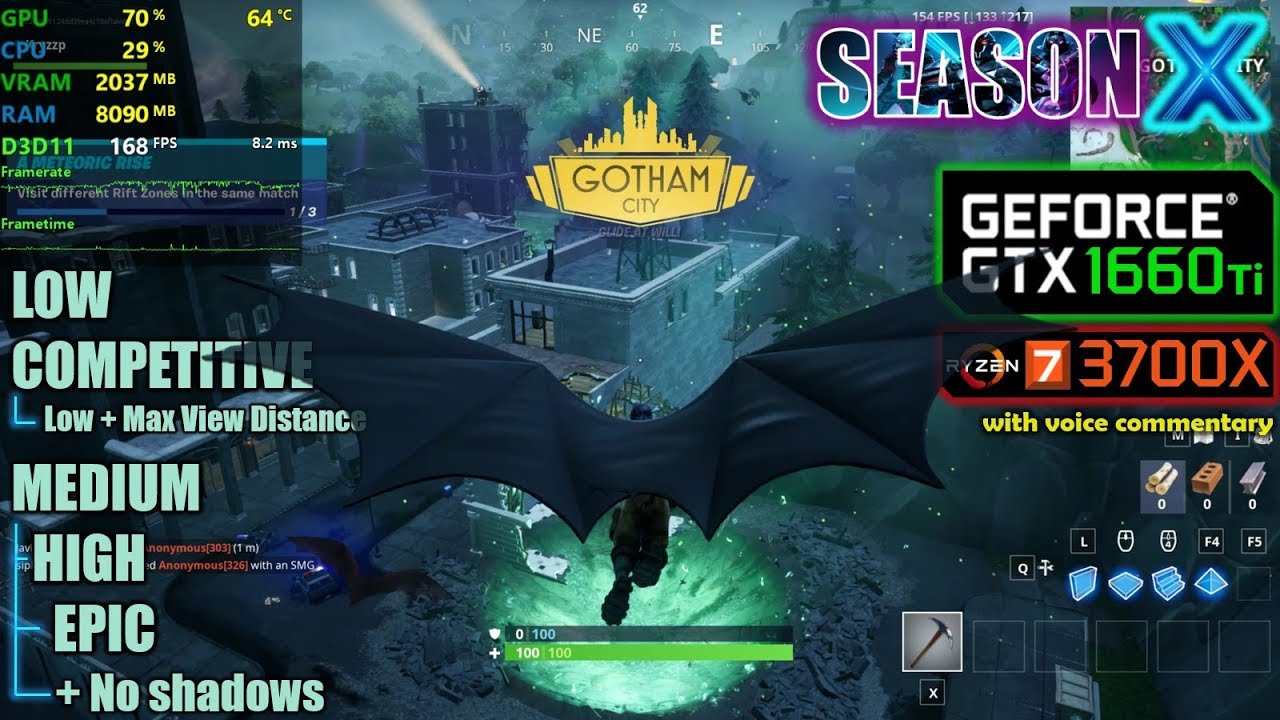 GTX 1660 Ti - R7 3700X | Fortnite - 1080p All Settings - Gotham