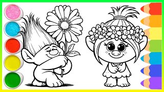 Coloring Trolls Band Together - Branch & Poppy - Drawing Trolls Band Coloring Art for Kids