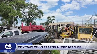 Warren city crews haul away machinery, vehicles from blighted industrial property