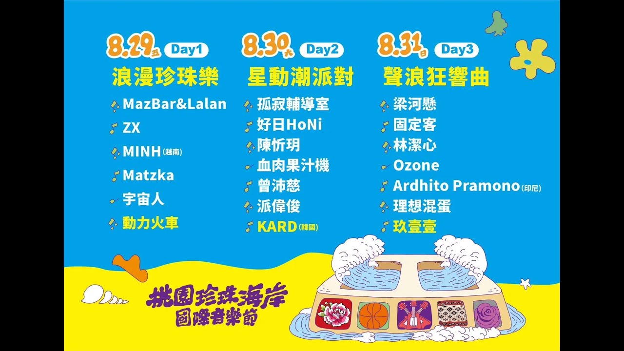 直播!韓團KARD、玖壹壹、動力火車 桃園珍珠海岸國際音樂節8/29起連唱3天